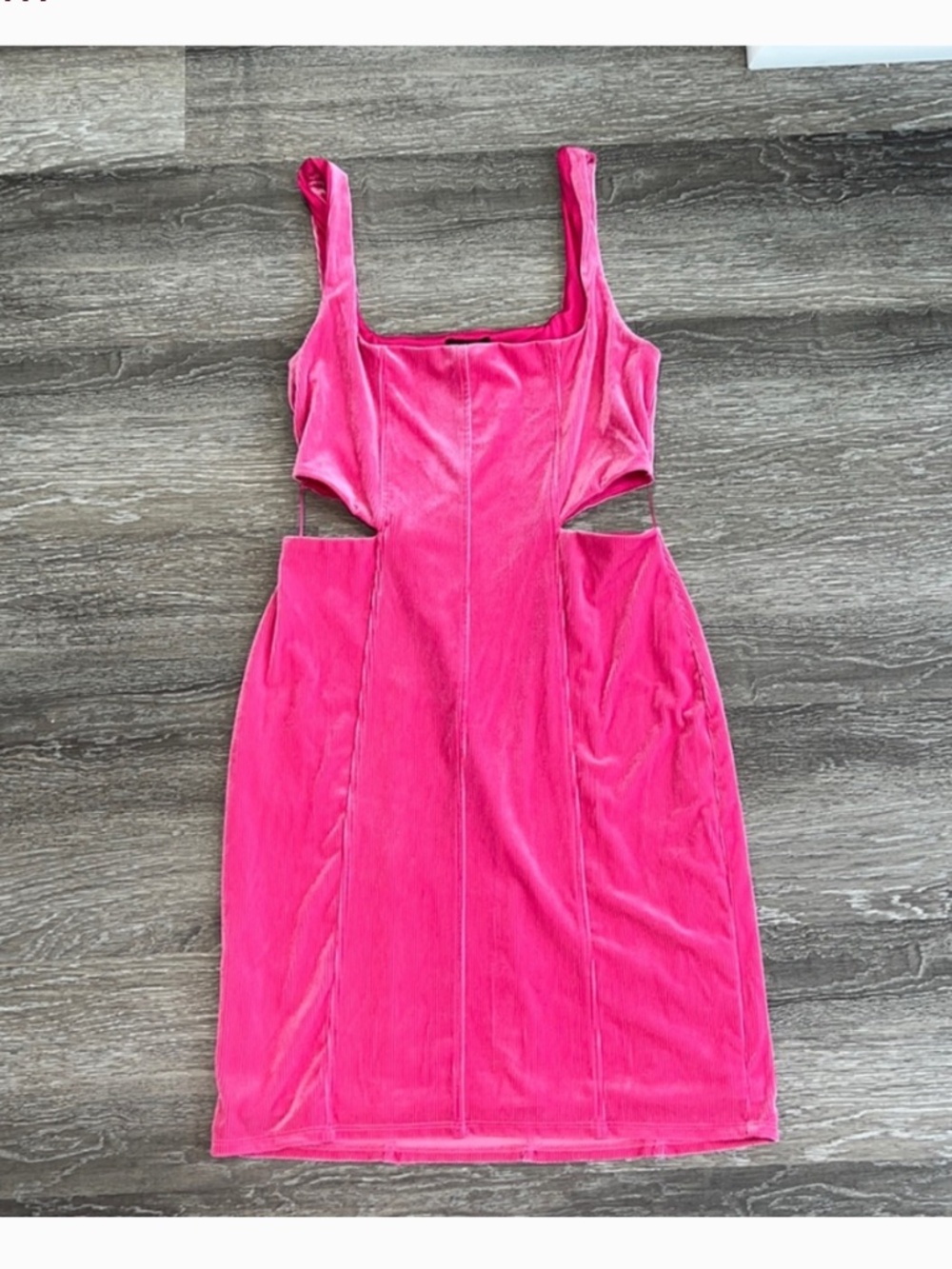 AFRM Paradiso Hot Pink Velvet Cutout Mini Dress